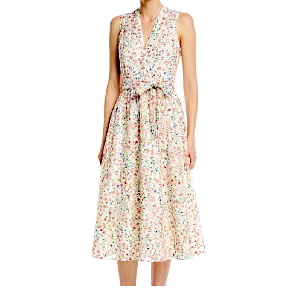 Kate Spade NWT Size 4 Cream/Mini Bloom Sleeveless MIDI Dress